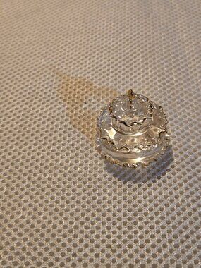 Miniature hand blown glass birthday cake. Cute piece for display.